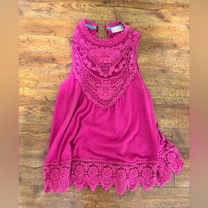 Altar'd State Fuchsia Lace Tank Top